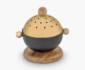 Quemador de Incienso Moderno de Madera y Metal con Mango de Cuentas, Cúpula Ventilada Perforada, Hecho a Mano, Ecológico, Duradero para Todas las Estaciones - Product Image 2