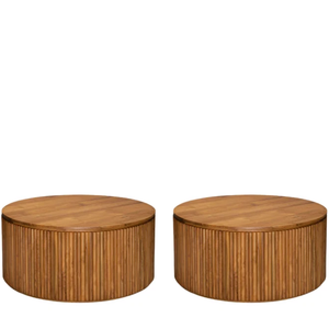 Table basse ronde basse avec matériaux en bois massif Fabrication de meubles de salon naturels en Indonésie - Product Image 5