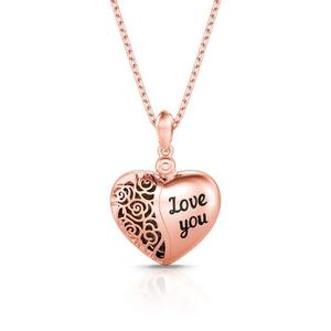 Jeulia Personalized Sterling <b>Silver</b> Photo <b>Locket</b> Necklace-Vintage Heart Design Gold Plated Chain Anniversary Gift - Product Image 3