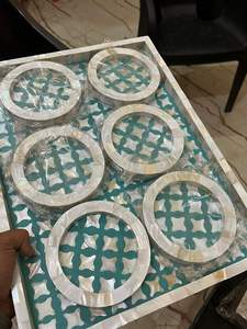 Bandeja rectangular ecológica de diseño árabe para servir con incrustaciones de hueso Mother Pearl para hoteles, restaurantes y regalos Eid - Product Image 4