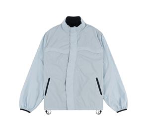 Chaqueta cortavientos de nailon personalizada de alta calidad, transpirable, a prueba de viento, con cuello con capucha, decoración bordada, luz de secado rápido de talla grande - Product Image 1