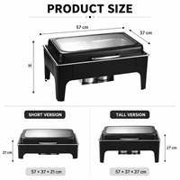 Plat à réchaud rectangulaire en acier inoxydable noir 9L pour buffet, chauffe-plats pour hôtel, restaurant, traiteur