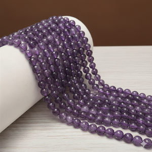 Perles en gros Beadsnfashion, perles rondes en améthyste de 5 mm, violettes, pour la fabrication de bijoux DIY, bracelets, colliers, boucles d'oreilles - Product Image 1