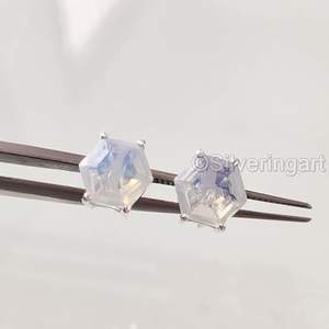 Women's <b>Stud</b> Earring Natural White Opal Gemstone October Birthstone Wedding Handmade Jewelry 925 Sterling <b>Silver</b> <b>Stud</b> Earring - Product Image 4