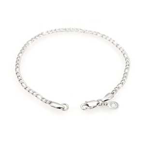 Pulsera Figaro de 3 mm en Plata, Oro de 14K, Oro de 18K, Oro Rosa, Acabado en Rodio y Chapado en Oro con Diamantes, Perlas y Dijes - Product Image 4