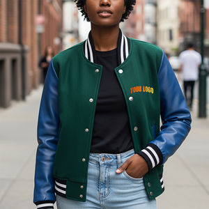 Ventes en gros de vestes universitaires matelassées en cuir de peau de mouton 100% laine, sur mesure, avec logo brodé - Product Image 1