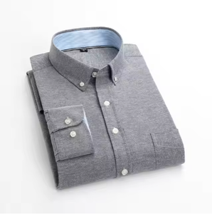 Camiseta de Manga Larga para Hombre, Cuello en V, 100% Algodón, Diseño Sólido, Corte Regular, Tejido Oxford, Transpirable y de Secado Rápido - Product Image 3