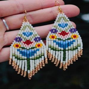 Pendientes de diseñador para mujeres y niñas, hermosos pendientes de gota de cuentas de latón chapados en oro de Color brillante para bodas, fiestas, vacaciones - Product Image 4