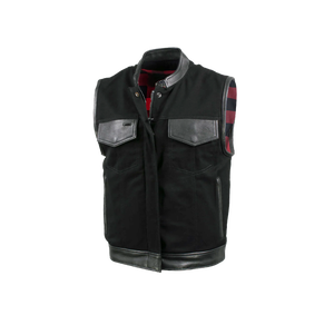 Motorcycle <b>Leather</b> <b>Vest</b> for Men With Concealed Pocket Adjustable Laces <b>Biker</b> Riders <b>Leather</b> <b>Vest</b> - Product Image 1