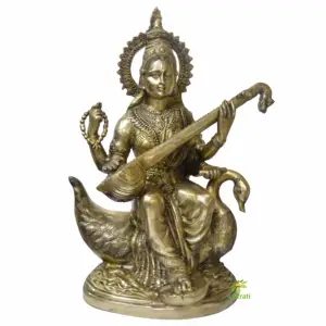 가정 및 사무실 장식 장식 장식 및 선물 품목에 대 한 지혜의 황동 금속 sarswati 조각 신