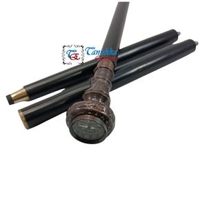 <b>Antique</b> Knob Compass Handle Art Deco Foldable Durable 95cm Handmade 560gm Tanishka Export T15-72015 <b>Walking</b> <b>Stick</b> Vintage Black - Product Image 5