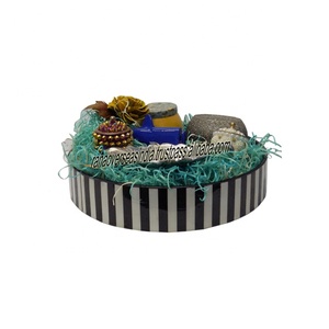 Hot Selling Eco-Friendly Handmade Round <b>Gifting</b> <b>Hamper</b> Tray Printed Wooden with Leaf Candle Jar and <b>Boxes</b> for Diwali - Product Image 3