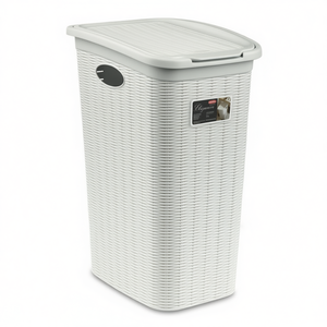 Cesto para Ropa Sucia ELEGANCE Blanco 30500 de Stefanplast, Plástico (36 Litros), Diseño Mimbre para una Organización Práctica - Product Image 3