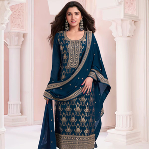 Invierno Shalwar Kameez Set Pure Viscose Jacquard Top Santoon Interior e inferior Chinon Dupatta Jari & Thread Work Traje de seda - Product Image 1