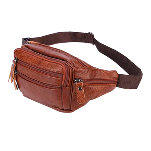 Riñonera de piel auténtica unisex al por mayor, riñonera con logotipo personalizado y cierre de cremallera, piel sintética impermeable para viajes al aire libre - Product Image 1