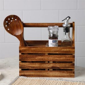 Best Sale Wooden Utensil Caddy Handle Silverware Organizer Home Restaurant Hotel Kitchen Usage Economically Priced Metal Spoon - Product Image 2
