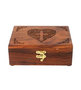 Urne en bois fait à la main en palissandre Floral coeur celtique gravure boîte à bijoux sculptée à la main pour femmes-hommes bijou | Décoration intérieure - Product Image 6