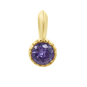 Pendentif de mariage en argent sterling 925 plaqué or et rhodium avec zircon cubique iolite de forme ronde pour la fabrication de bijoux et colliers - Product Image 4