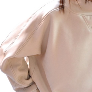 Sweat à capuche surdimensionné pour femmes col montant tunique coton plaine hauts pullover brodés essentiels haut court longueur des vêtements - Product Image 2