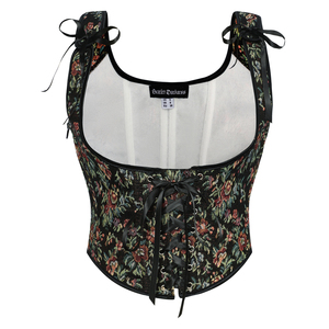 Haut corset à imprimé floral pour femmes Bustier à lacets devant sous le buste Camisole avec 11 os en plastique haut court à la mode pour l'été - Product Image 2