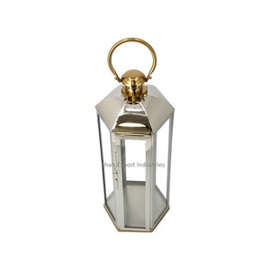 Lanterne à bougie décorative en métal et verre finition argentée pour décoration de table de mariage et de Noël Lanterne suspendue - Product Image 6