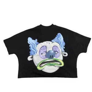 T-shirt pour homme noir à motif de dessin animé, manches courtes, col rond, coupe classique, imprimé, style décontracté, tissu jersey 100% coton - Product Image 5