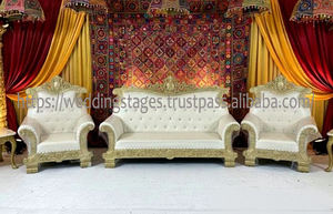 Sofá DE BODA tallado en madera con acabado dorado de lujo, muebles de boda tallados de gama alta para novia y novio real, sofá, silla, eventos, Londres - Product Image 2
