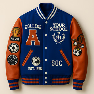 Veste universitaire en laine personnalisée en gros avec col montant | Design vintage | Équipe OEM/ODM et vestes de mode - Product Image 4