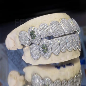 Hip Hop personalizado 925 dientes de plata Grillz Iced Out Moissanite diamante Grillz dientes joyería de plata mejor precio - Product Image 4