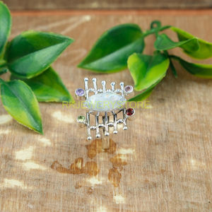 Bague en argent multi-pierres, bague multi-pierres, argent sterling 925, bague au design unique - Product Image 2