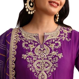 Púrpura Zari Work Palazzo Suit con Organza Dupatta Venta al por mayor Mujeres Ropa étnica OEM Ropa Proveedor de fábrica Traje de fiesta - Product Image 2