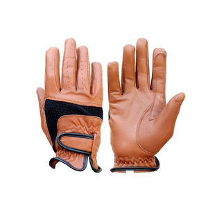 Gants d'équitation en cuir véritable confortables et personnalisés - Product Image 1
