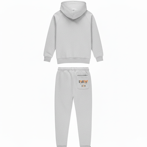 Conjunto de Sudadera con Capucha y Pantalones Deportivos de Forro Polar para Otoño, Color Gris Naranja Sólido, Estilo Urbano, Ecológico, 100% Poliéster, para Hombre - Product Image 2