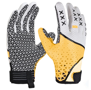 Gants de football américain en cuir 100% de haute qualité imprimés sur mesure, poignée en silicone à motif de diamant. - Product Image 2