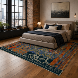 <b>Rug</b> Weavers RW7119 Heriz Indigo Traditional Washable <b>Rug</b> Dropshipping Wholesale Washable Chenille 10 Sizes - Product Image 4