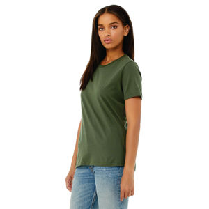 100% Airlume เสื้อยืดแขนสั้นแบบสบายๆ,แหวนปั่นผ้าฝ้าย32 Single 4.2 Oz สีเขียวทหารผู้หญิง - Product Image 2