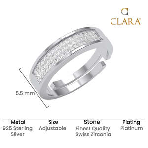 Anillo de hombre chapado en rodio con diamantes de corte geométrico y circonitas, engaste de plata de ley 925, para ocasiones de boda - Product Image 5