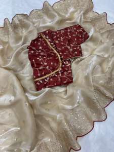 India superventas de seda suave impresionante elegante Ropa Étnica Look Saree más de moda exportación última blusa exclusiva ropa de fiesta nupcial - Product Image 2