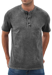 T-shirt pour homme 100% coton lavé à l'acide uni vierge avec impression numérique broderie vêtements personnalisables t-shirts - Product Image 4