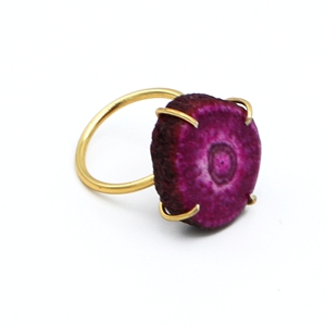 Bague réglable en quartz solaire plaqué or 18 carats | Bijoux en laiton faits à la main | Bague de fête de mariage à la mode prix d'usine - Product Image 3