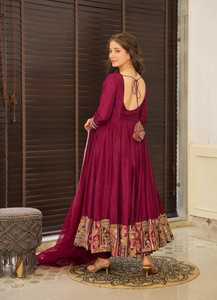 Traje y pantalón Anarkli de algodón indio con conjunto Dupta estilo Bollywood Verano Indio Ropa Étnica vestido Kurta de algodón rojo - Product Image 5