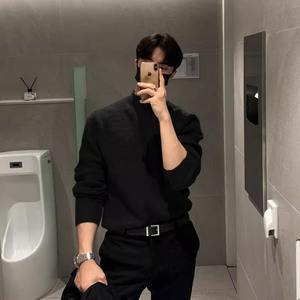 Sweat-shirt d'hiver personnalisé pour hommes épaissi Vintage décontracté tricots surdimensionnés avec col montant pull-over vêtements durables logo à l'avant - Product Image 4