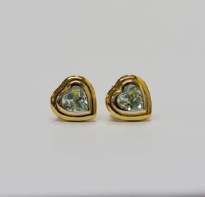 ต่างหูทองคำขาว S925 ชุบทอง 14K ดีไซน์รูปหัวใจ ประดับด้วยพลอยโทแพซสีฟ้าธรรมชาติ  สามารถปรับแต่งได้สำหรับขายปลีก รับผลิตแบบ OEM ODM ผลิตในประเทศไทย - Product Image 1