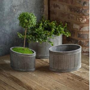 กระถางดอกไม้ล้างสีขาวสำหรับปลูกต้นไม้ที่ปลูกในบ้านและสวนดีไซน์พิเศษทำจากเหล็กชุบสังกะสี - Product Image 5