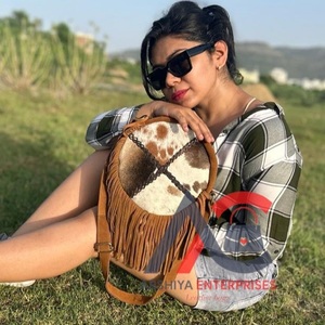 Bolso bandolera de piel de vaca, nuevo diseñador, elegante colección occidental de flecos, bandolera, bolsos redondos de hombro, monedero de uso para mujer - Product Image 1