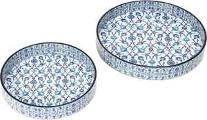 Plateau de service en bois avec plateau de nourriture rond en émail imprimé MDF pour usage domestique plateau de condiments en bois décoratif - Product Image 2