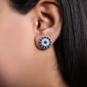 Women's Vintage Trendy 925 <b>Silver</b> Hoop <b>Earrings</b> with Blue Sapphire <b>Pearl</b> Diamond Gold Plated for Daily Wear - Product Image 1
