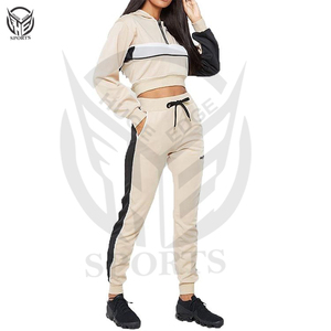 Marque personnalisée automne hiver femmes 100% coton écologique fermeture éclair survêtement 2 pièces ensemble avec pantalon de survêtement et Jogging costume 2025 - Product Image 5