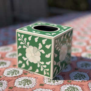 Blue Home and Kitchen Napkin Organizer Container with <b>Mother</b>-of-Pearl-Inlay Square Tissue <b>Box</b> for Parties - Product Image 5