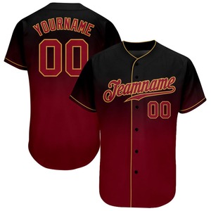 Pakistan Sportswear Industry Personnalisé Noir Crimson-Old Gold Authentique Fade Fashion Baseball Jersey - Product Image 1